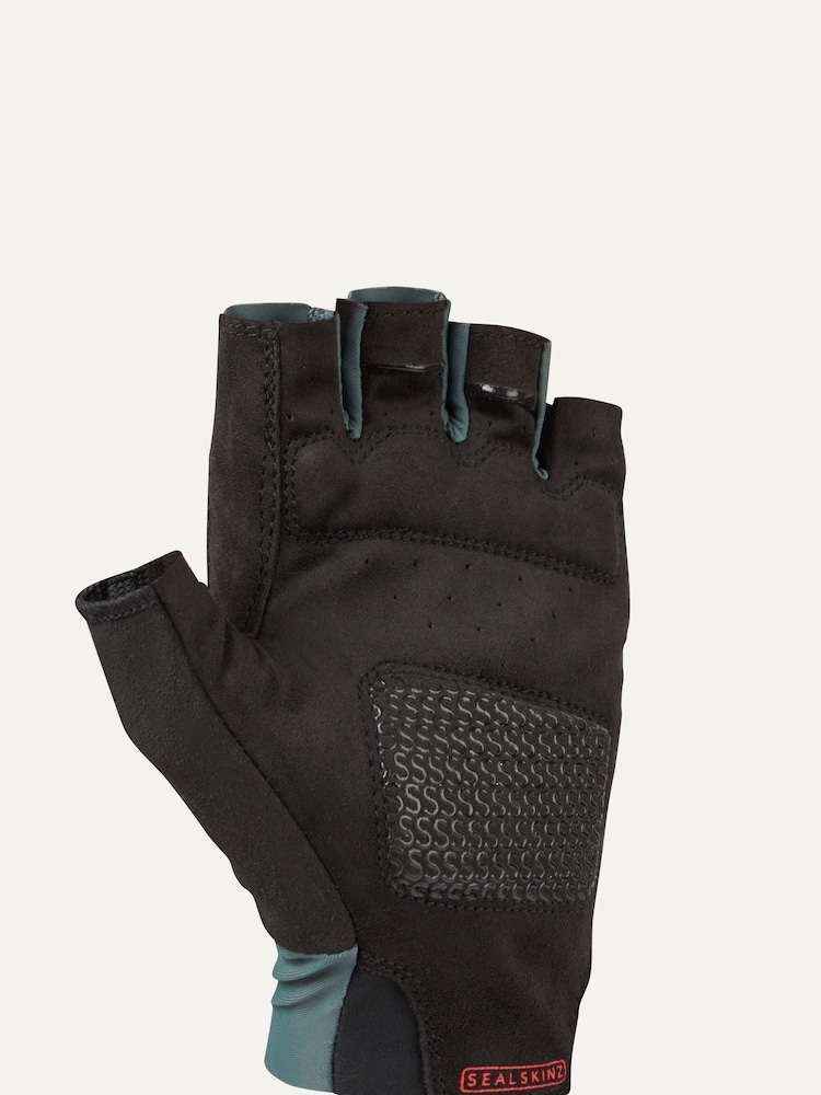 Sealskinz Green Rushford Single Layer Fingerless Cycling Gloves with Pro Gel Padding - Image 2 of 3