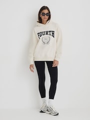 4th & Reckless Cream Oversized Fourth Varsity Emblem Harlow Hoodie - Image 2 of 4