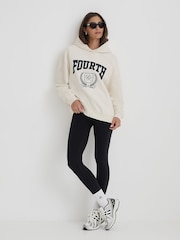 4th & Reckless Cream Oversized Fourth Varsity Emblem Harlow Hoodie - Image 3 of 4