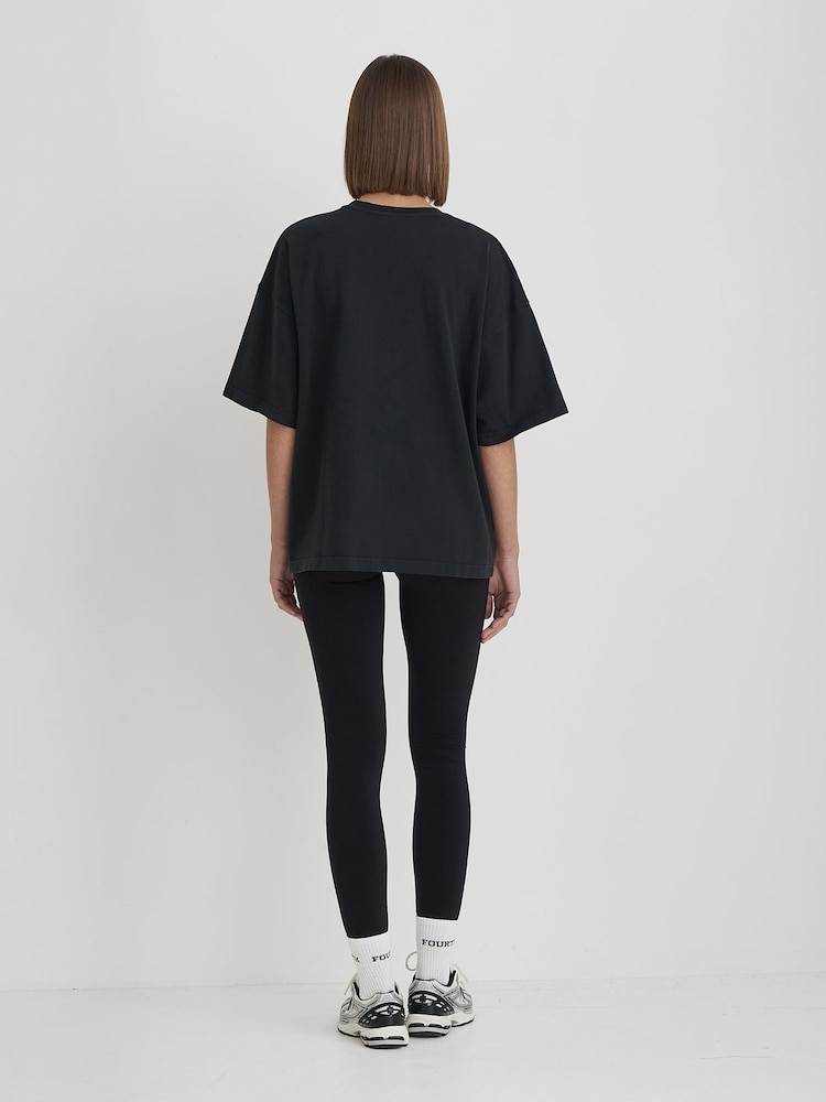 4th & Reckless Black Oversized Acid Wash Distressed Slogan Finn T-Shirt - Image 2 of 4 4th & Reckless Black Oversized Acid Wash Distressed Slogan Finn T-Shirt - Image 2 of 4