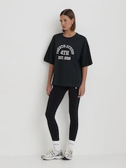 4th & Reckless Black Oversized Acid Wash Distressed Slogan Finn T-Shirt - Image 3 of 4