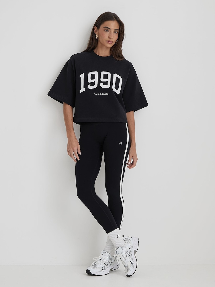 4th & Reckless Black Oversized 1990 Graphic Print Boxy Benley Sweatshirt - Image 2 of 4