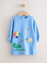 Blue Flower Relaxed Sweat Dress (3mths-7yrs) - Image 1 of 4