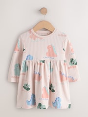 Dinossauro cream - Vestido de jérsei de manga comprida (3meses a7anos) - Imagem 1 de 4