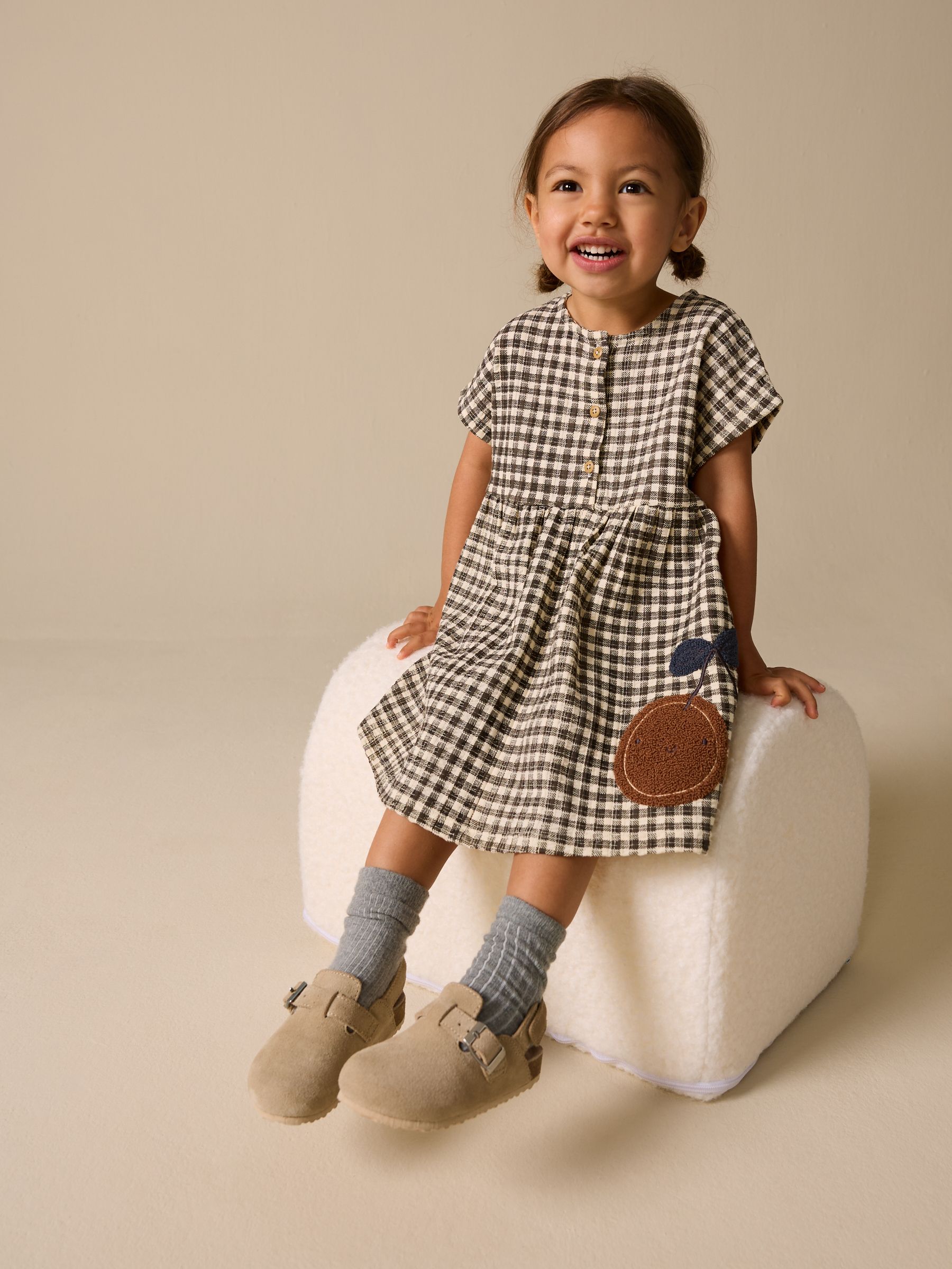 brown gingham dress toddler YDFCWXW Toddler Girl Smocked Dress Long Sleeve Peter Pan Collar Gingham Dress Summer Outfits Brown, 18-24 Months