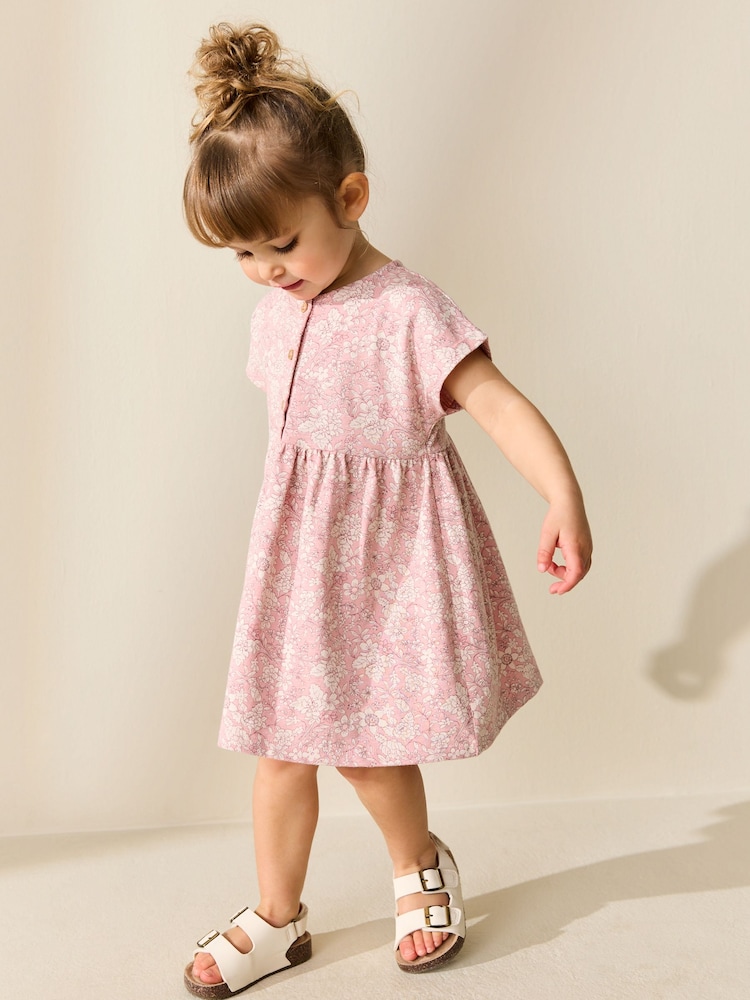 Pink Floral Jersey Dress (3mths-7yrs) - Image 2 of 3 Pink Floral Jersey Dress (3mths-7yrs) - Image 2 of 3