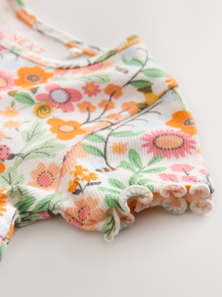 برتقالي زهور - فستان مضلع بأكمام قصيرة (3شهور -7سنوات) - صورة 8 من 8