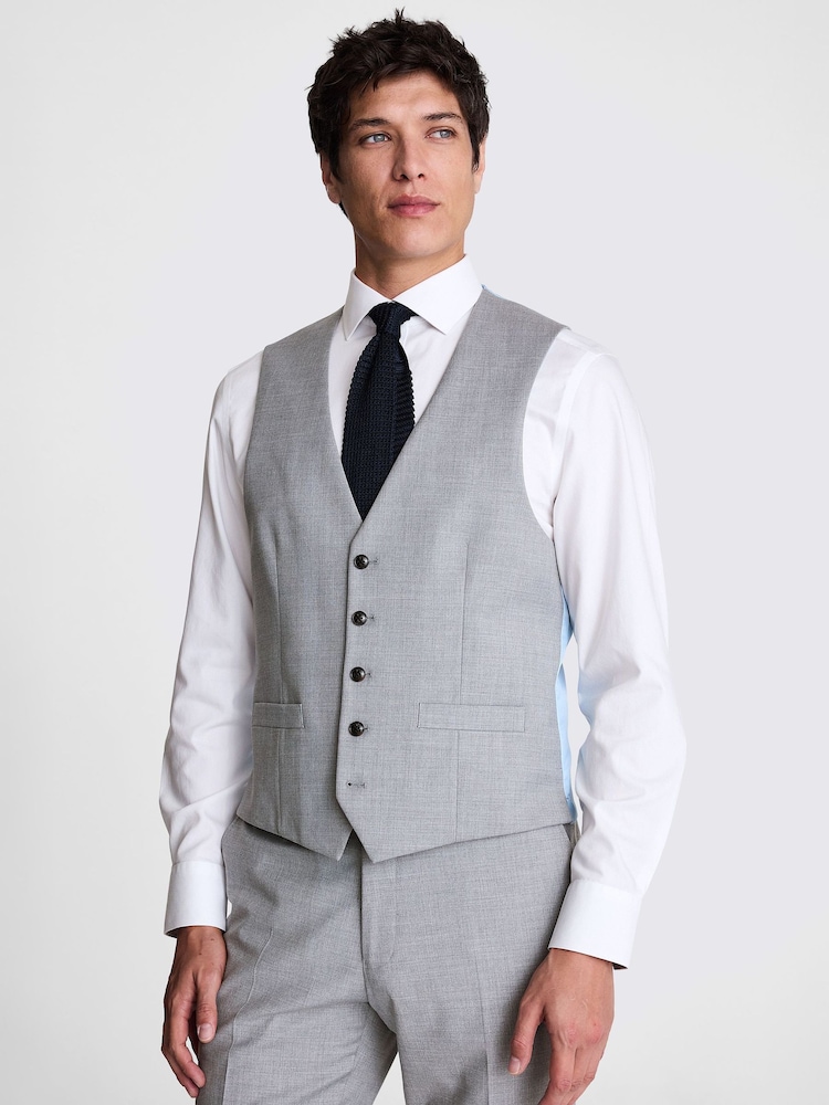 MOSS Grey Tailored Fit Stretch Waistcoat - Image 1 of 3