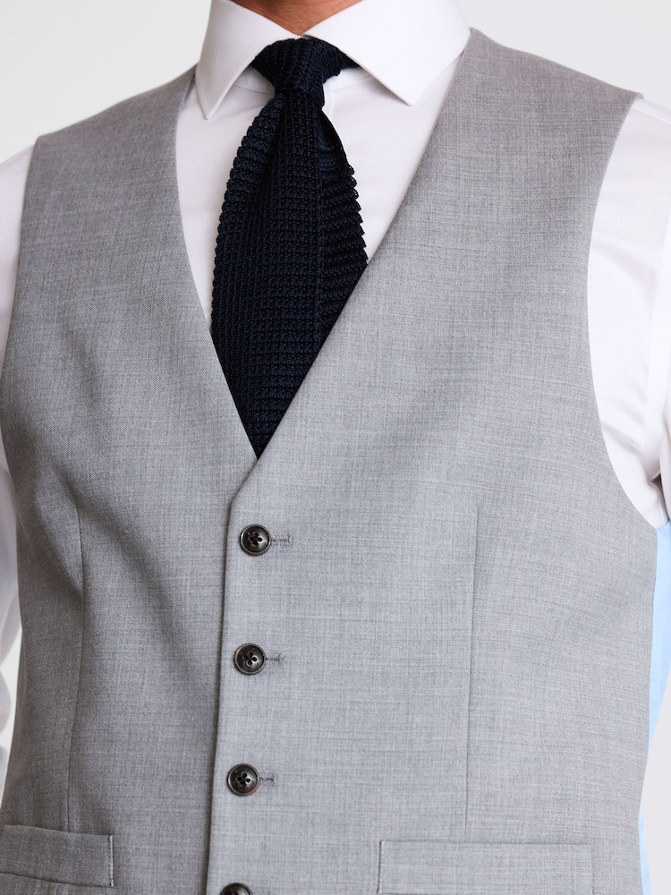 MOSS Grey Tailored Fit Stretch Waistcoat - Image 3 of 3