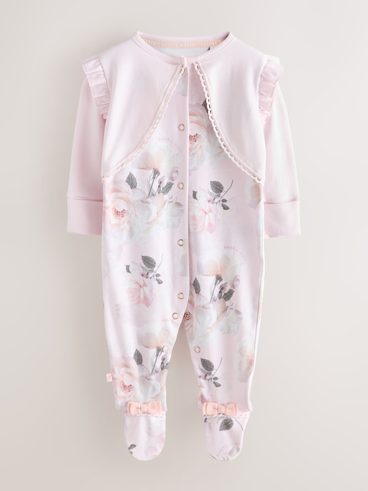 Baker by Ted Baker Pink Overlay Floral Sleepsuit - Image 1 of 7