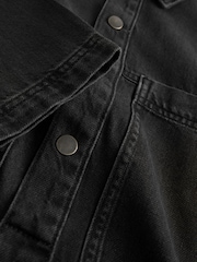 Washed Black Mini Long Sleeve Utility Denim Dress - Image 7 of 8