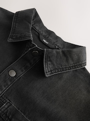 Washed Black Mini Long Sleeve Utility Denim Dress - Image 8 of 8