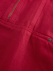 Rot - Denim Zip Through Mini Polo Dress - Bild 7 von 9