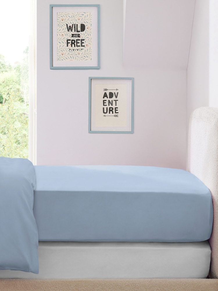 2 Pack Blue/White Cotton Fitted Sheet - Image 1 of 5