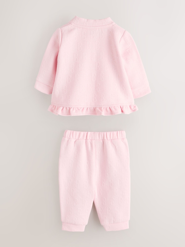 Baker by Ted Baker Pink Quilted Jacquard Jacket, T-Shirt & Joggers Set 3 Piece - Image 2 of 6