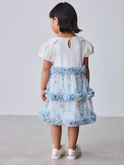 Albastru - Baker by Ted Baker Floral Ruffle Mesh Mockable Blue Dress - Imaginea 4 din 7