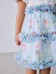 Albastru - Baker by Ted Baker Floral Ruffle Mesh Mockable Blue Dress - Imaginea 6 din 7