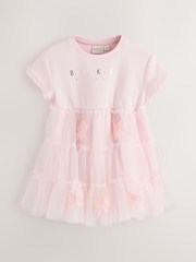 Baker by Ted Baker Pink Mesh 3D Bow Skirted Mockable Dress - Image 1 of 7