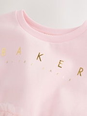 Baker by Ted Baker Pink Mesh 3D Bow Skirted Mockable Dress - Image 3 of 7
