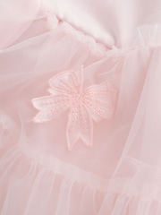 Baker by Ted Baker Pink Mesh 3D Bow Skirted Mockable Dress - Image 4 of 7