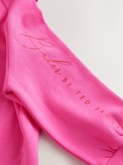 Baker by Ted Baker 2 Piece Oversized Script Pink Hoodie & Cycle Shorts Set - Image 10 of 11