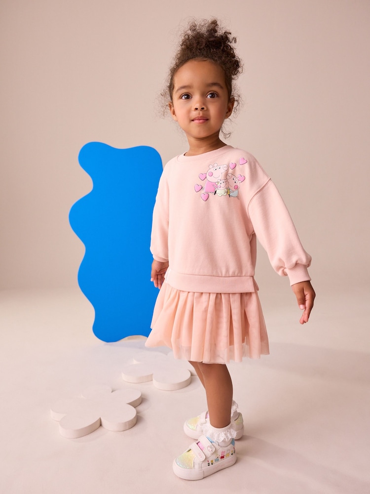 Pink Peppa Pig & Evie Pig Sweat Mesh Dress (3mths-7yrs) - Image 2 of 9