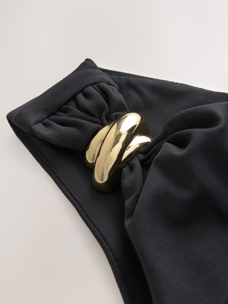 Black Soft Touch One Shoulder Hadware Top - Image 10 of 10 Black Soft Touch One Shoulder Hadware Top - Image 10 of 10