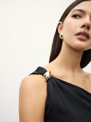Black Soft Touch One Shoulder Hadware Top - Image 6 of 10