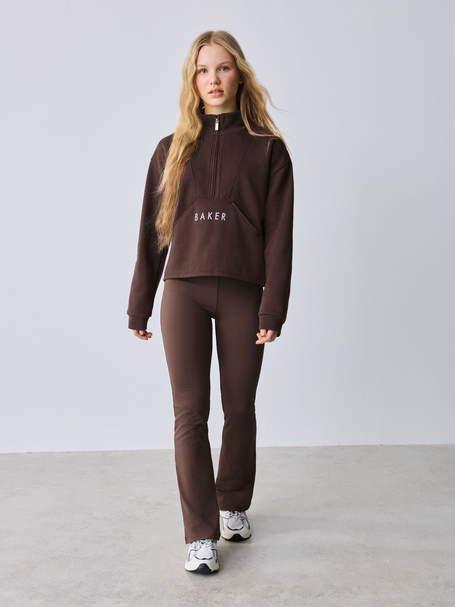Buy Baker by Ted Baker 2 Piece Chocolate Zip Neck Sweat & Flare