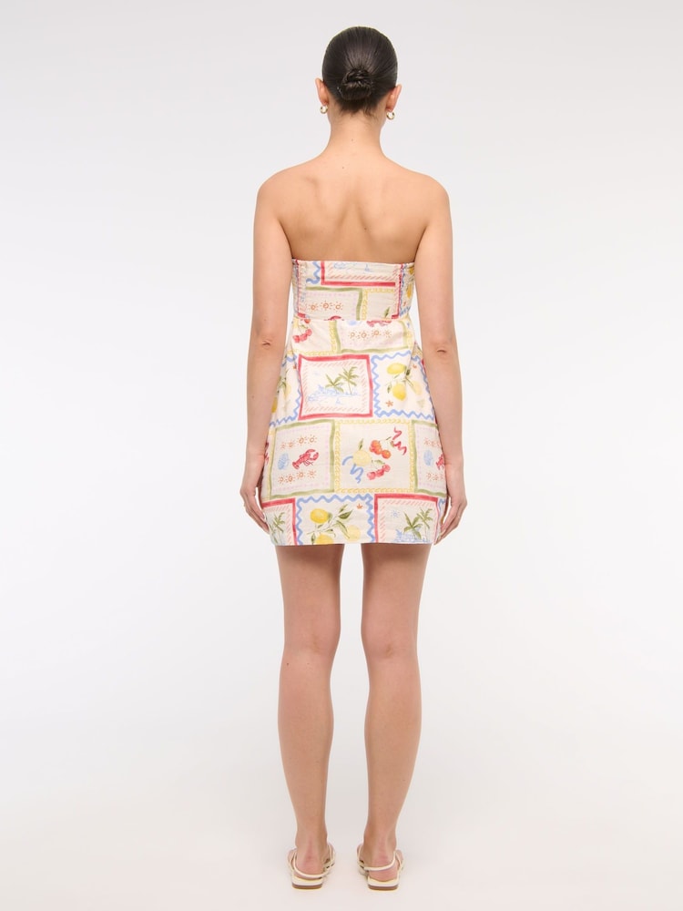 Abercrombie & Fitch Grey Strapless Linen Mini Dress - Image 2 of 5