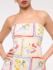 Abercrombie & Fitch Grey Strapless Linen Mini Dress - Image 4 of 5
