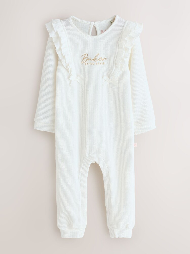 Baker by Ted Baker Textured Bow Long Sleeve Romper - Image 1 of 7