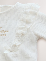 Baker by Ted Baker Textured Bow Long Sleeve Romper - Image 4 of 7