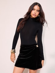 Friends Like These Black Velvet Mini Skort - Image 1 of 4
