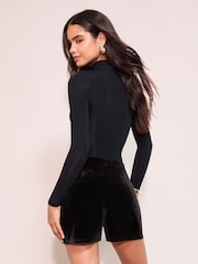 Friends Like These Black Velvet Mini Skort - Image 3 of 4