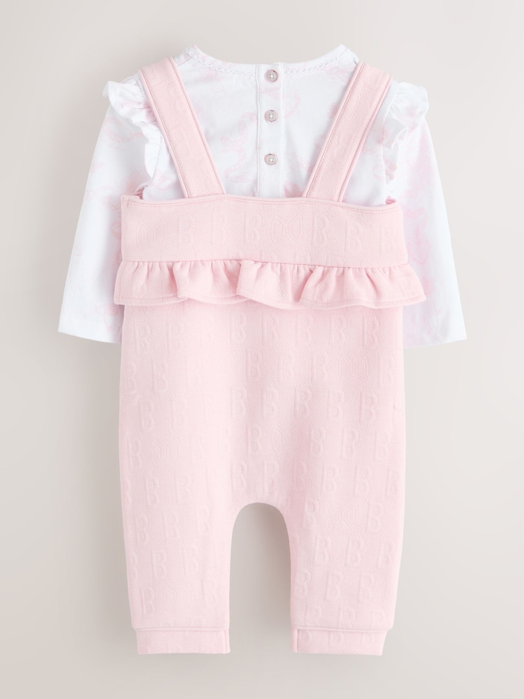 Baker by Ted Baker 2 Piece Jacquard Bow Dungaree & T-Shirt Set - Image 2 of 6