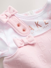 Baker by Ted Baker 2 Piece Jacquard Bow Dungaree & T-Shirt Set - Image 4 of 6