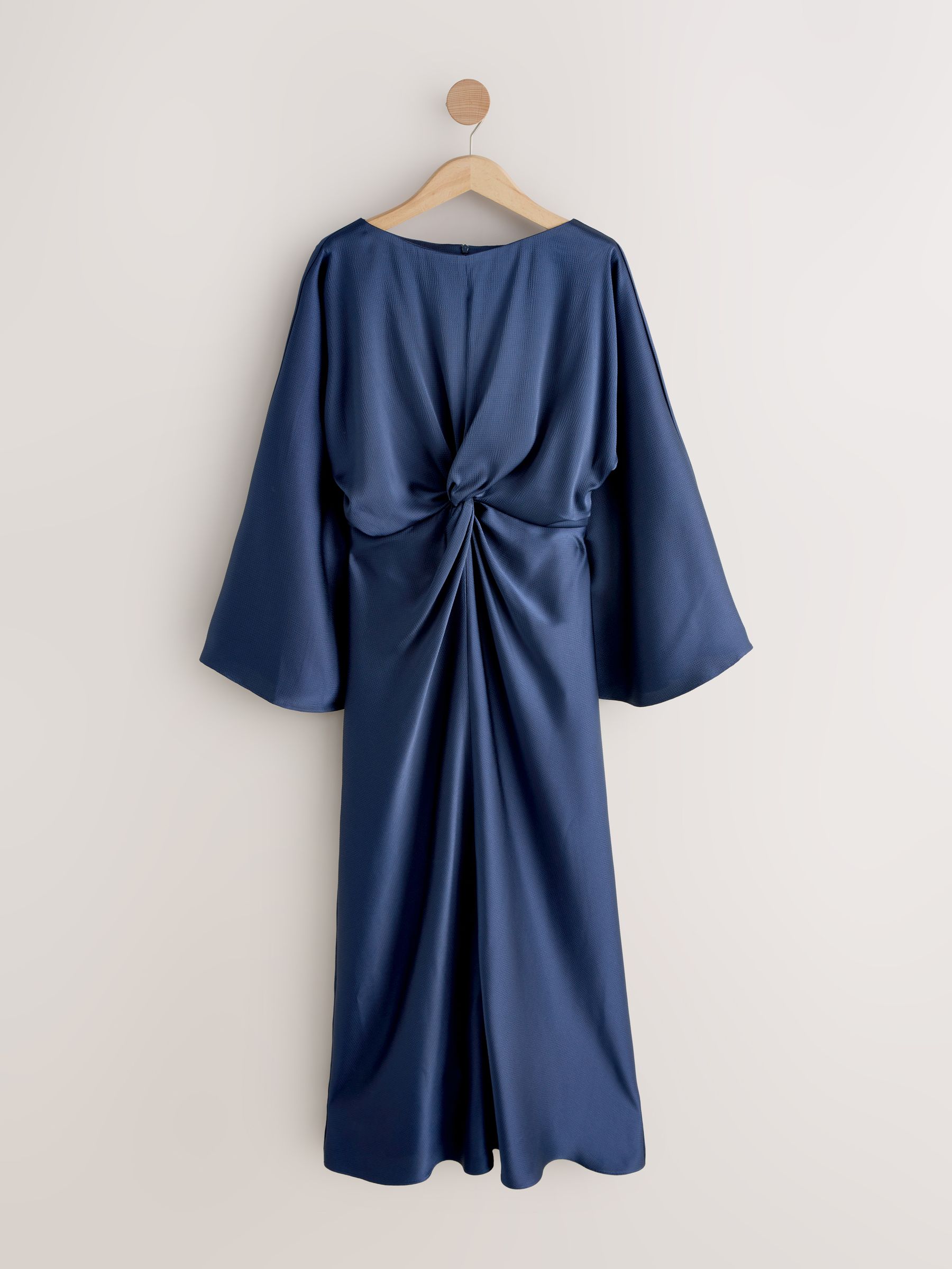 Buy Navy Blue Twist Front Long Sleeve Satin Maxi Dress from Next