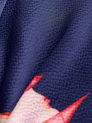 Navy Floral Twist Front Long Sleeve Satin Maxi Dress - Image 8 of 8