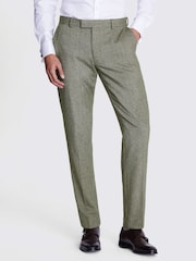 MOSS Green Slim Fit Sage Herringbone Trousers - Image 1 of 3