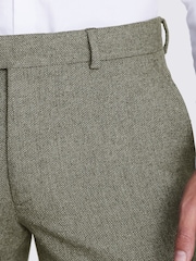 MOSS Green Slim Fit Sage Herringbone Trousers - Image 3 of 3