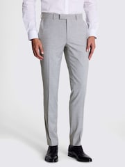 MOSS Grey Slim Fit Grey Stretch Trousers - Image 1 of 3