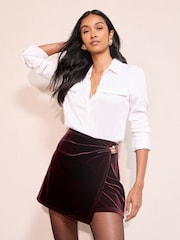 Friends Like These Burgandy Red Velvet Mini Skort - Image 1 of 4