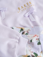 Baker by Ted Baker 2 Piece Satin Bow Bubble Hem Sweat Top & Flare Leggings Set - Image 11 of 14