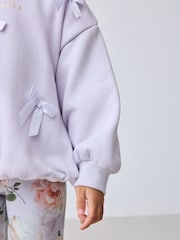 Baker by Ted Baker 2 Piece Satin Bow Bubble Hem Sweat Top & Flare Leggings Set - Image 6 of 14