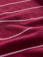 Red/Ecru Stripe Long Sleeve Button Henley Top - Image 8 of 9
