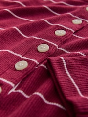 Red/Ecru Stripe Long Sleeve Button Henley Top - Image 9 of 9