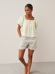 Black/Green Gingham Stretch Linen Blend Shorts 2 Pack - Image 2 of 9