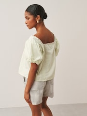 Black/Green Gingham Stretch Linen Blend Shorts 2 Pack - Image 3 of 9