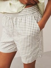 Black/Green Gingham Stretch Linen Blend Shorts 2 Pack - Image 4 of 9